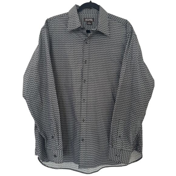 MICHAEL KORS MK MOCHA BASKETWEAVE BUTTON DOWN SHIRT XL MENS DESIGNER OLD MONEY - Picture 1 of 6
